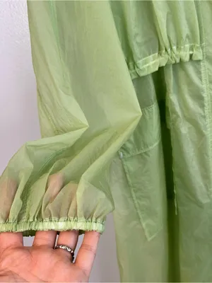 Athleta Skyline Anorak Lime Green Sheer Hooded Windbreaker Travel Jacket XXS thumbnail 11