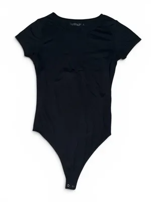 Abercrombie & Fitch Soft A&F Collection Black Short Sleeve Crew Neck Bodysuit S thumbnail 1