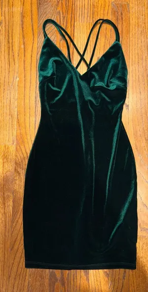 Windsor Dark Green Velvet Dress Mini thumbnail 1