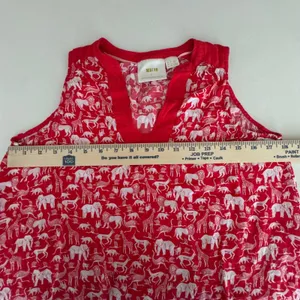 Maeve Anthropologie Red Safari Animal Print Sleeveless V-Neck Blouse Top Size 2 thumbnail 6