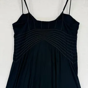 Soma Black Ribbed Spaghetti Strap Maxi Slip Dress coquette fairy goth‎ witchy XL thumbnail 2