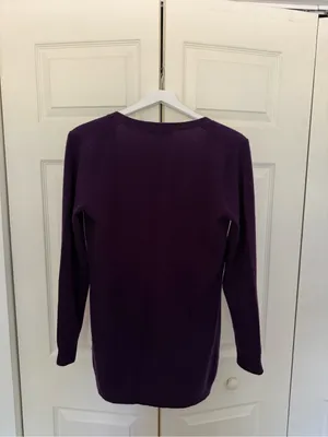 Saks Fifth Avenue Cashmere Cardigan Long Line Purple Sweater Size Large thumbnail 7