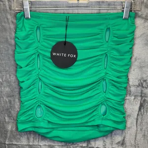 2011 | NWT White Fox Bodycon Festival Ruched Cut Out Mini‎ Skirt Green Womens M thumbnail 8