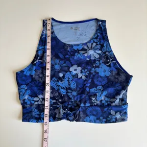 OFFLINE By Aerie Real Me XTRA Twist Crop Tank Top in Blue Butterfly Floral Print thumbnail 4