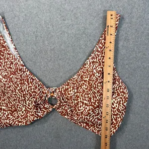 Old Navy Women's 3X Plus Size Brown White Spotted O-Ring V-Neck Bikini Swim Top thumbnail 4