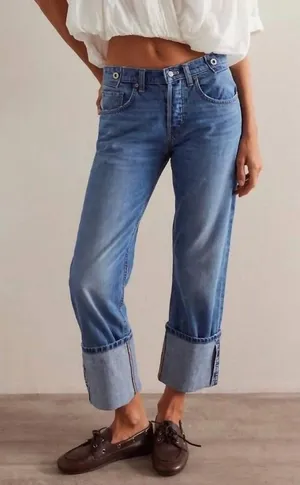 Free‎ People We The Free Slim Shade Selvedge Jeans True Blue Straight Leg 26 thumbnail 1