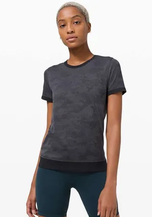 Lululemon Swiftly Breathe Short Sleeve Camo Vented Camo Black / Asphalt Grey thumbnail 1