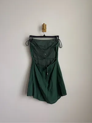 Oh Polly Dark Green Strappy Back Cotton Mini Dress Size 8 thumbnail 8