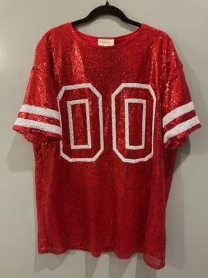 Fantastic Fawn Oversized Sparkly Sequin Sports Jersey Gameday Dress thumbnail 2