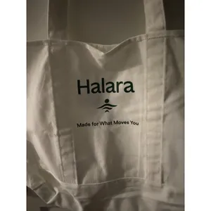 Halara White Canvas Tote Bag Logo Graphic Made for What Moves You Large Gym Bag thumbnail 2