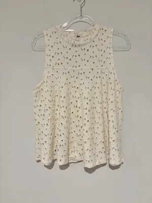Free People Eyelet Keyhole Tank Top Ivory size Large‎ thumbnail 2