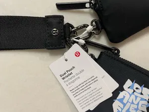 Lululemon NWT Dual Pouch Black Wristlet Keychain Los Angeles Graphic thumbnail 3