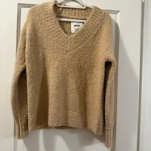 Aerie Teddy Boucle Sweater V Neck Soft Comfy in Koko Brown Size XXS NWT thumbnail 6