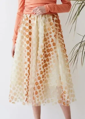 Cato Tulle Mesh Midi Pull on Elastic Waist Midi Skirt(Size Large) thumbnail 1