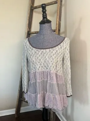 Lace Frill Long Sleeve Top thumbnail 3
