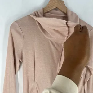 Elegant Lightweight‎ Cotton Blend Ballet Pink Ruffle Zip Front Cardigan Size M thumbnail 3