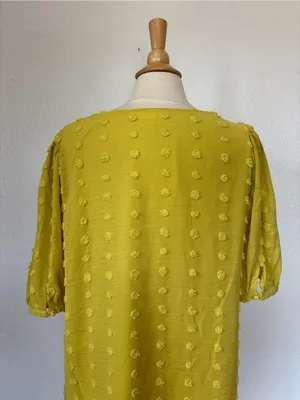 Kori Chartreuse Swiss Dot Short Sleeve Blouse thumbnail 6