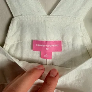 Stoney Clover Lane White Linen Blend Overalls with Heart Hardware‎ Size S thumbnail 5