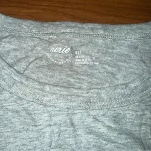 AERIE Cropped Tie Front Wrapped Short Sleeve Heather‎ Grey Tee Shirt Small thumbnail 2