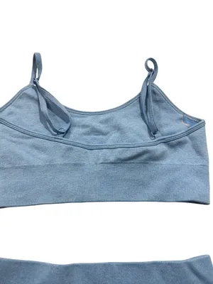 Amazon Brand 2 Piece Blue Ribbed Seamless Bra Set Activewear Crop Small Women's thumbnail 6