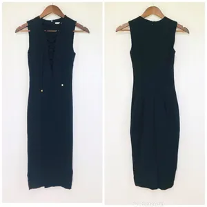 FINDERS KEEPERS Black Lace Up Fitted Midi Dress Sleeveless Party Size XXS‎ thumbnail 2