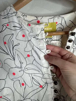 Maeve Anthropologie Bethesda Flannel Floral Polka Dor Front Buttoned Blouse sz M thumbnail 9