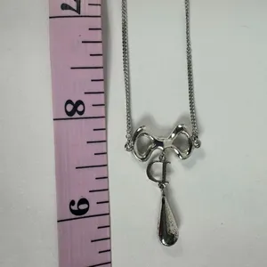Christian Dior Letter “D” Y-Drop Silver Tone Rhinestone Pendant Necklace thumbnail 12