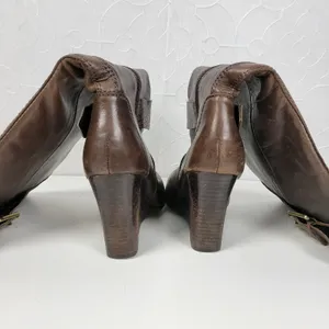 a.n.a. A New Approach Womens Boots 7 Brown Leather Knee High Wedges Heels Buckle thumbnail 8