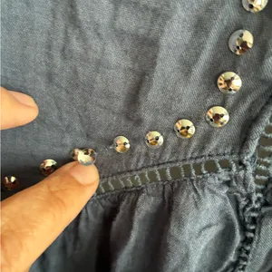Abercrombie & Fitch Silver Sequins Dusty Blue Boho Babydoll Blouse M thumbnail 14