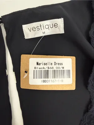 Vestique Mariselle Maxi Dress Polka Dot Lace Puff Sleeve Black White Satin thumbnail 13