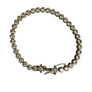 Silver-Tone Bezel-Set Cubic Zirconia Tennis Bracelet thumbnail 6