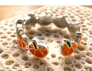 Pumpkin Ring New Orange Silver Adjustable Thanksgiving Autumn Jewelry Fe… thumbnail 6
