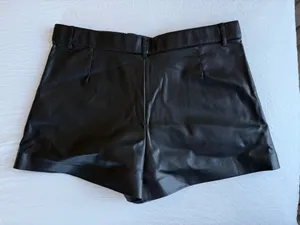 ZARA Leather Shorts Black thumbnail 2