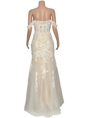 LULUS Luxe Endless Dedication Embroidered Off-the-Shoulder Dress, White, 6 (US) thumbnail 6