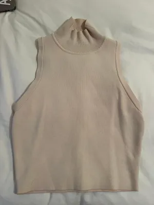 ZARA High Neck Sleeveless Cream Top thumbnail 1