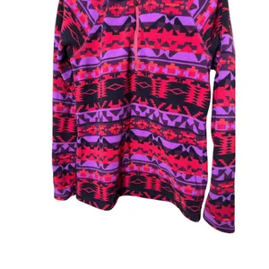 Eddie Bauer Womens Medium Fleece‎ 1/4 Zip Pullover Aztec Geometric Red Purple thumbnail 3