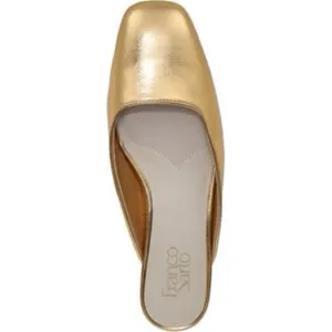 NEW Franco Sarto Women's Dayla Square Toe Block Heel Mules Gold Faux Leather thumbnail 4