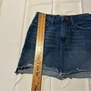 Frame Casablanca Blue Denim Jean Mini Skirt Distressed Stagger Hem Size 26 thumbnail 6