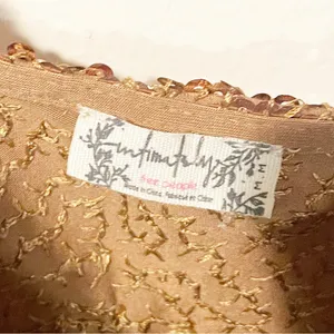 Free People Medium Hey Girl Camisole Brown Gold Tie Shoulder Sequined Cami thumbnail 4