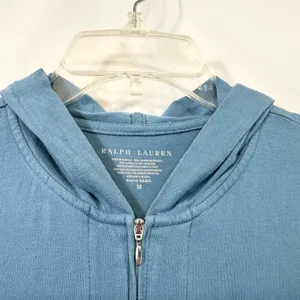 Ralph Lauren Medium Jacket Blue Full‎ Zip Cotton Hoodie Preppy Y2K Athletic 574 thumbnail 3
