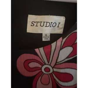 Studio I Womens Pink Floral Psychedelic Sleeveless‎ Midi Dress with Belt Size 16 thumbnail 3