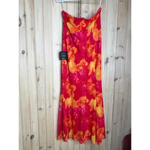 NWT Lulus Islay Hot Pink Floral Abstract Mesh Strapless Midi Dress Cruise Sz XL thumbnail 6
