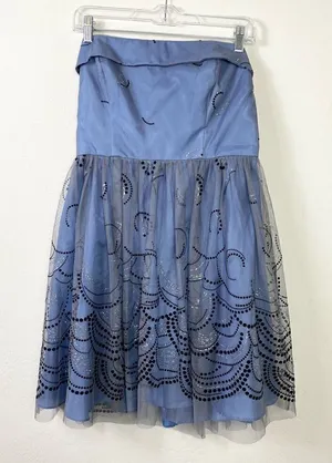 Reign On Blue & Black Dot Circle Pattern Tulle Strapless Formal Mini Dress 13/14 thumbnail 1