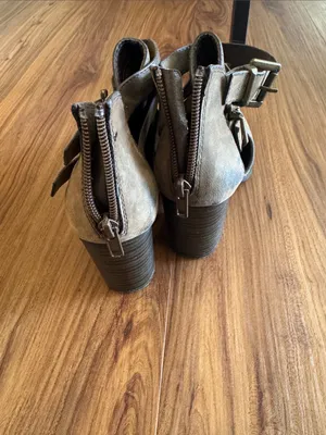 Women’s Ankle Strap Suede Booties in Taupe (5.5) thumbnail 4