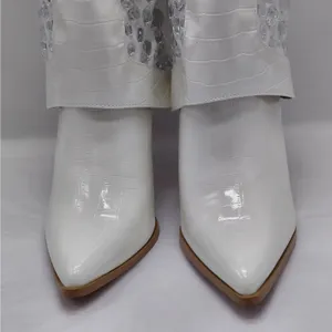 Lauren Lorraine Hana Rhinestone Cowboy Boots White Western Glam Size 10 Cowgirl thumbnail 6