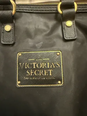 Victoria's Secret Black Satchel Top Handle Bag Gold Hardware Logo Zipper thumbnail 2