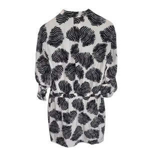 Diane von Furstenberg DVF Deandra Silk Romper Black White Abstract Wave Size 2 thumbnail 2