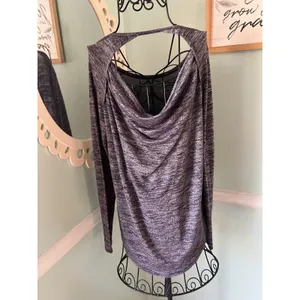 Athleta Purple Heathered‎ Open Back Pose Long Sleeve Top Size S thumbnail 3
