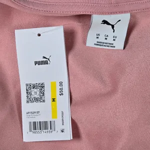 Puma Pink Script Logo Zip Up‎ Hoodie Sweatshirt Women's Medium thumbnail 4