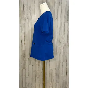Jaanuu Women's Small V-Neck Blue Scrub Top Short Sleeve Workwear‎ thumbnail 3